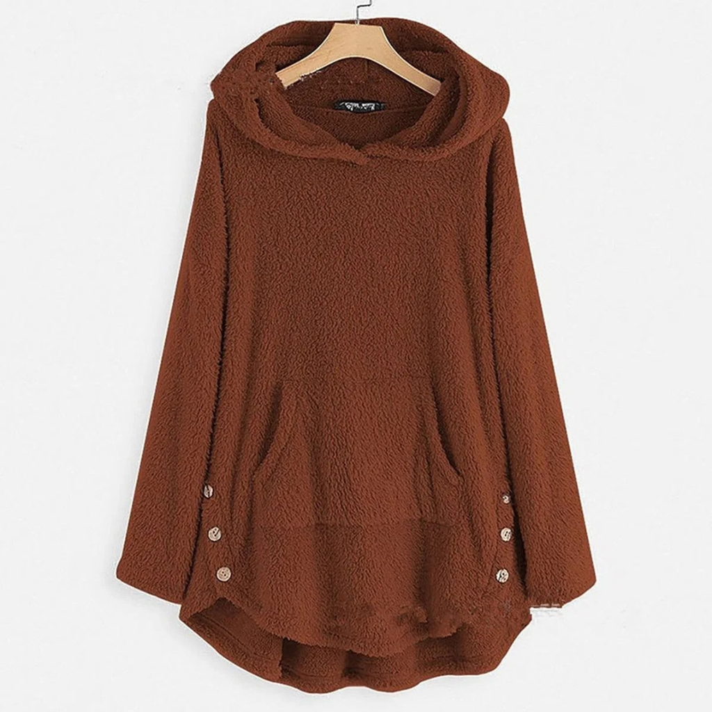 Monika | Damen Langer Hoodie mit Taschen