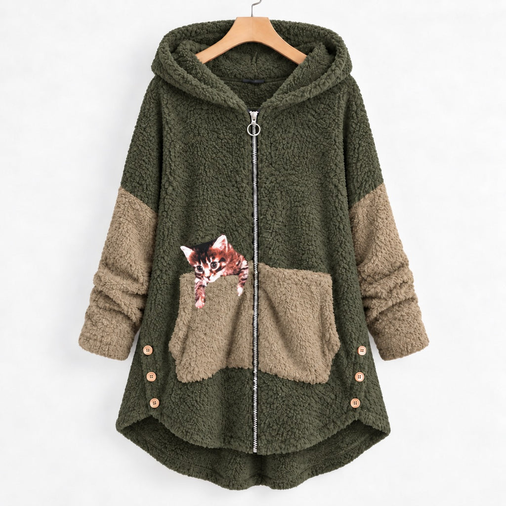 Monika | Damen Langer Hoodie mit Taschen