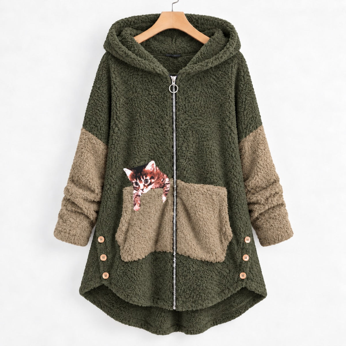 Monika | Damen Langer Hoodie mit Taschen