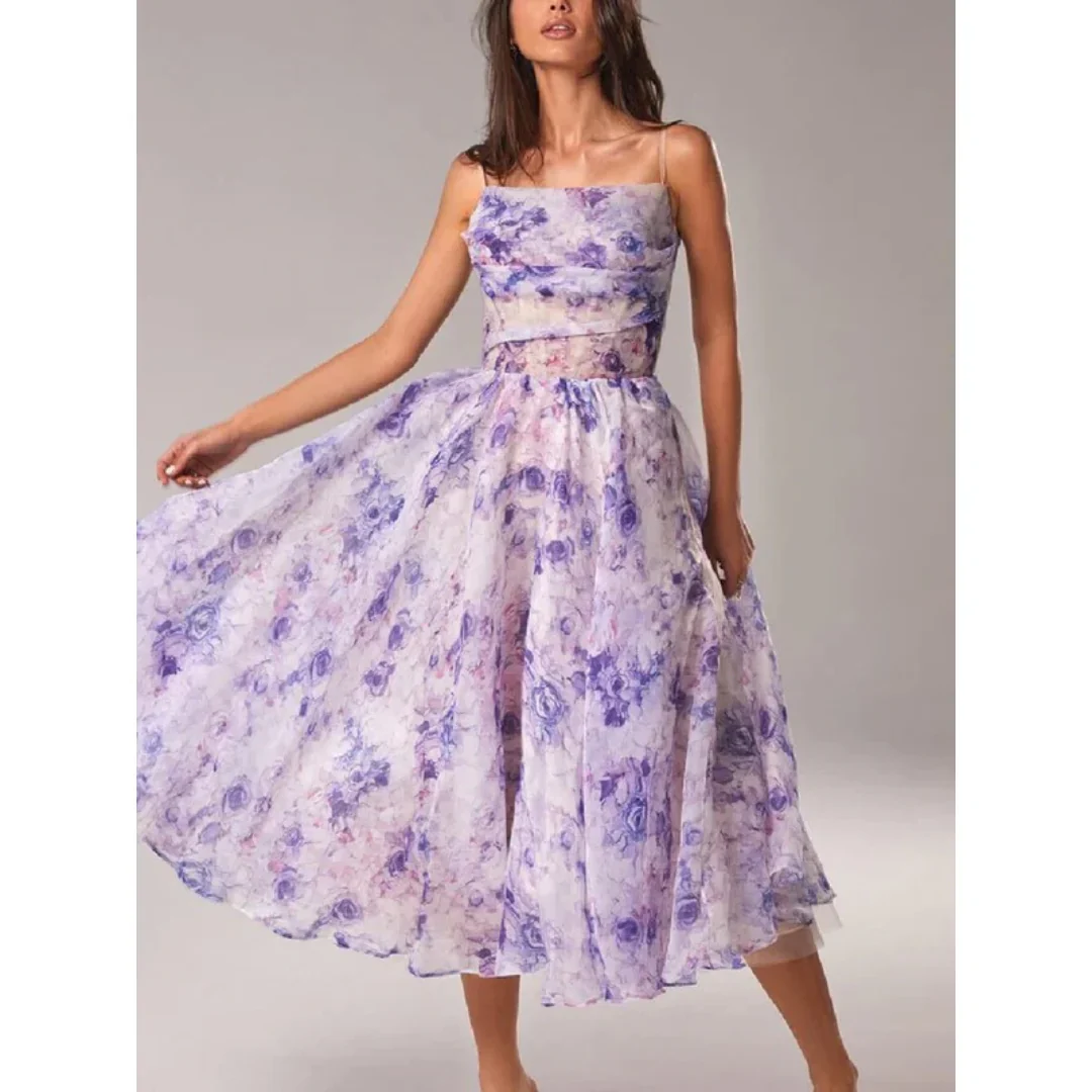 Morgan | Damen Leichtes Sommerkleid Midi Boho Spaghettiträger