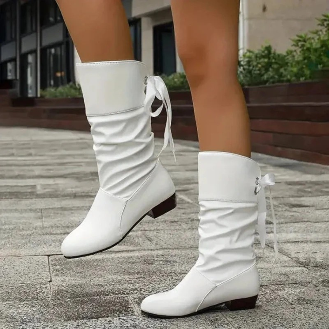 Nadine | Damen Orthopädische Stiefeletten mit Schleifen und Absatz