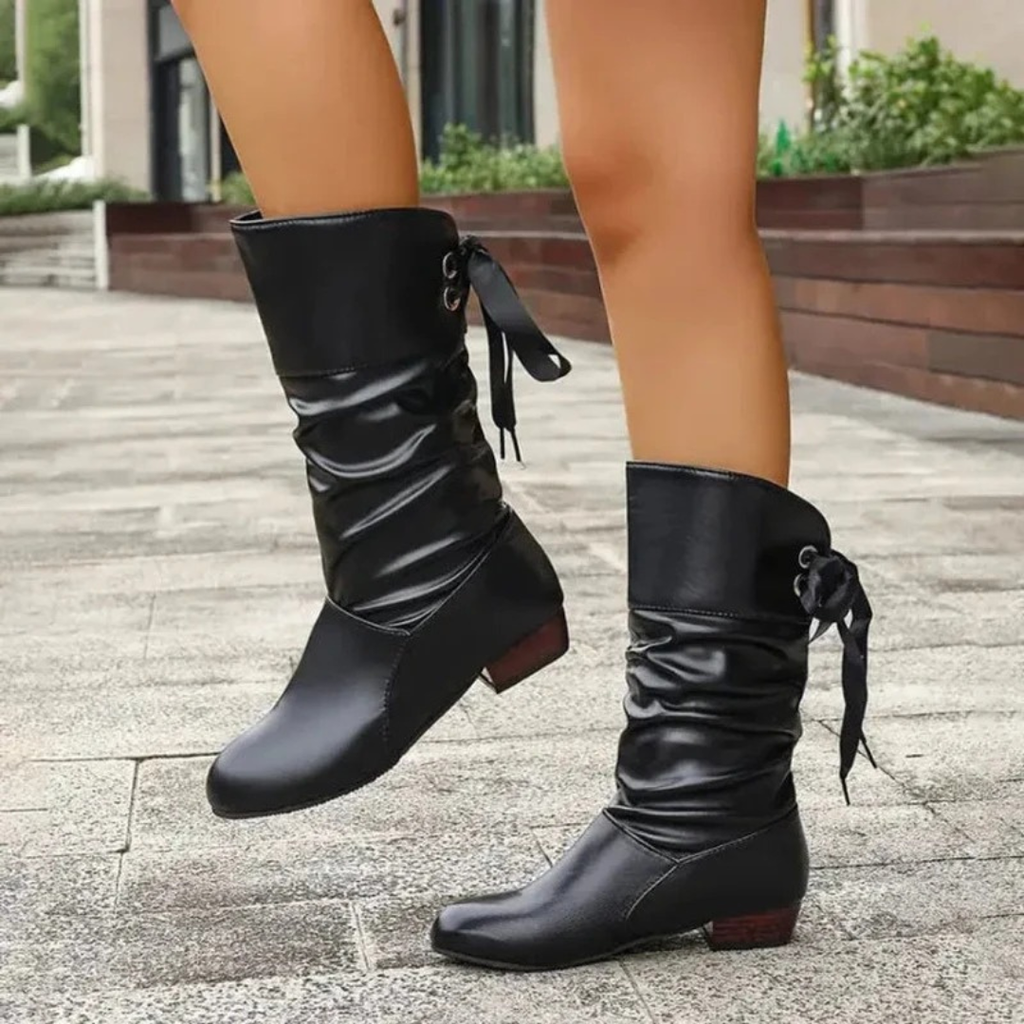 Nadine | Damen Orthopädische Stiefeletten mit Schleifen und Absatz