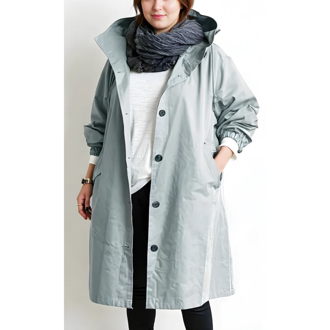 Nadine | Damen Winterjacke für Große Größen mit Kapuze und Trench Stil