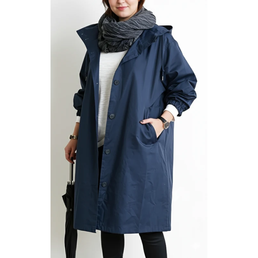 Nadine | Damen Winterjacke für Große Größen mit Kapuze und Trench Stil