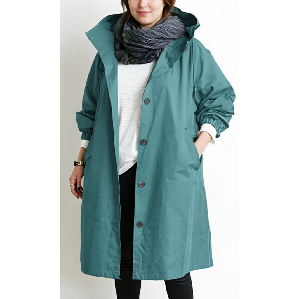 Nadine | Damen Winterjacke für Große Größen mit Kapuze und Trench Stil