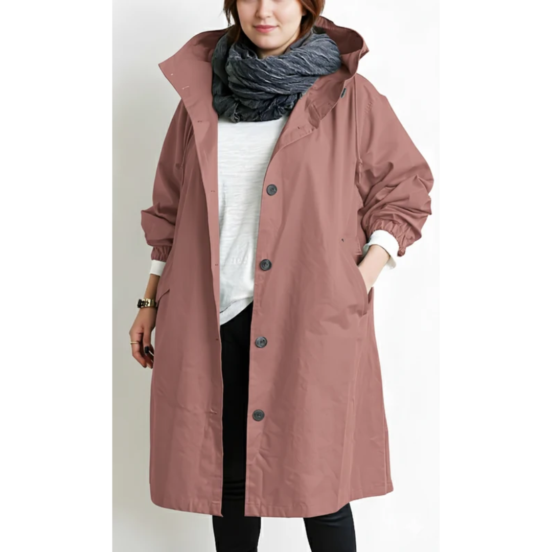 Nadine | Damen Winterjacke für Große Größen mit Kapuze und Trench Stil