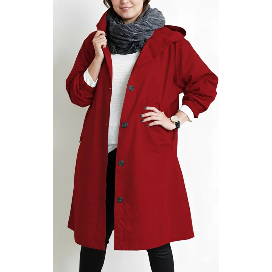Nadine | Damen Winterjacke für Große Größen mit Kapuze und Trench Stil