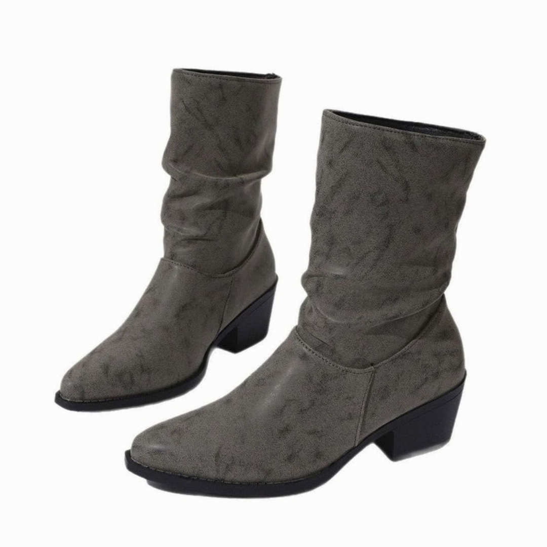 Nadja | Damen Orthopädische Stiefeletten mit Falten am Schaft und Absatz