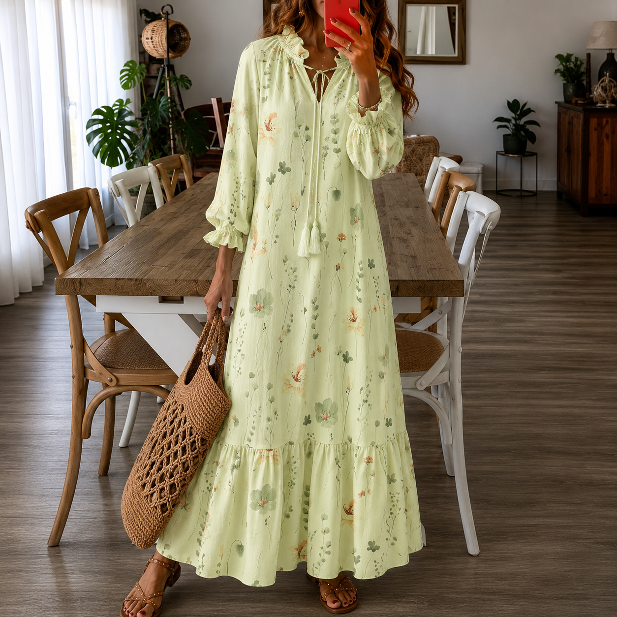 Nadja | Leichtes Damen Sommerkleid Maxi floral Boho stilvoll