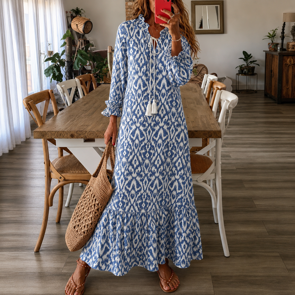 Nadja | Leichtes Damen Sommerkleid Maxi floral Boho stilvoll