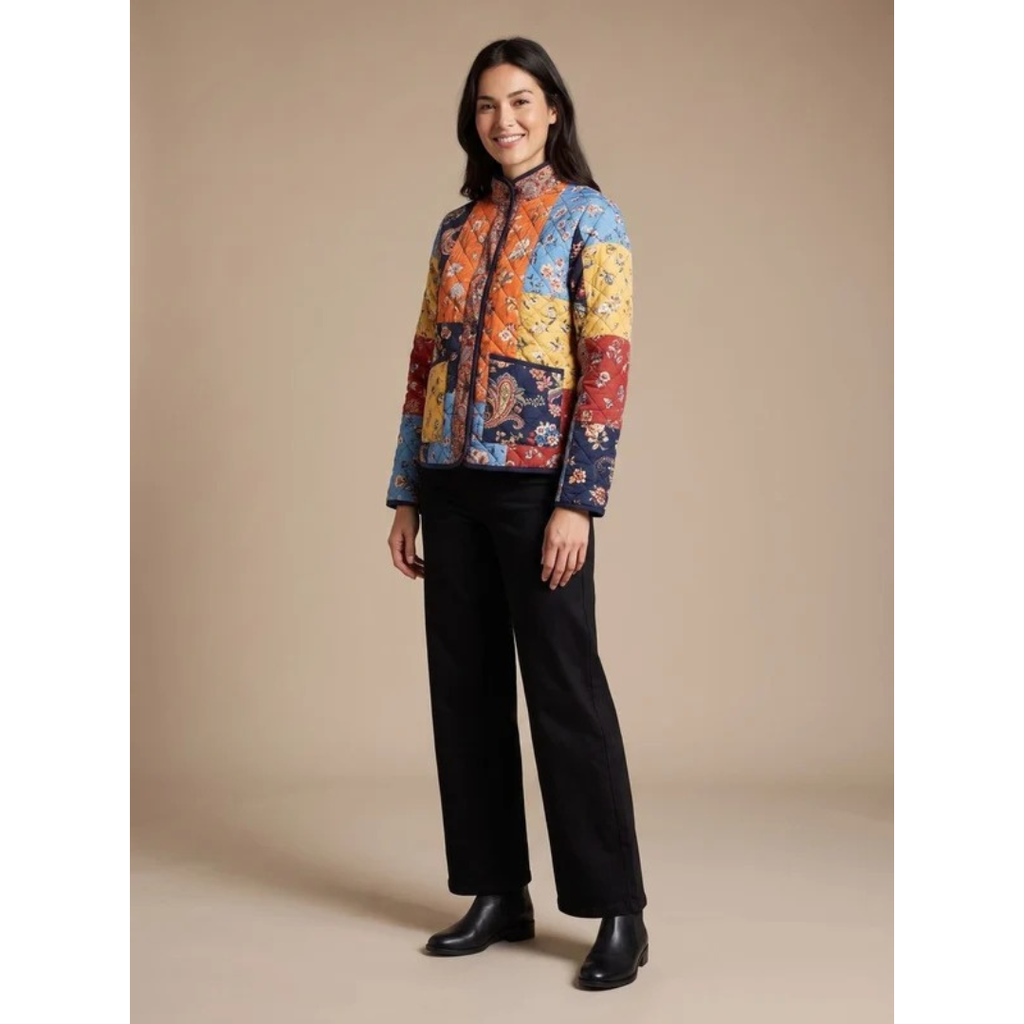 Narin | Damen Steppjacke mit Muster und Stehkragen
