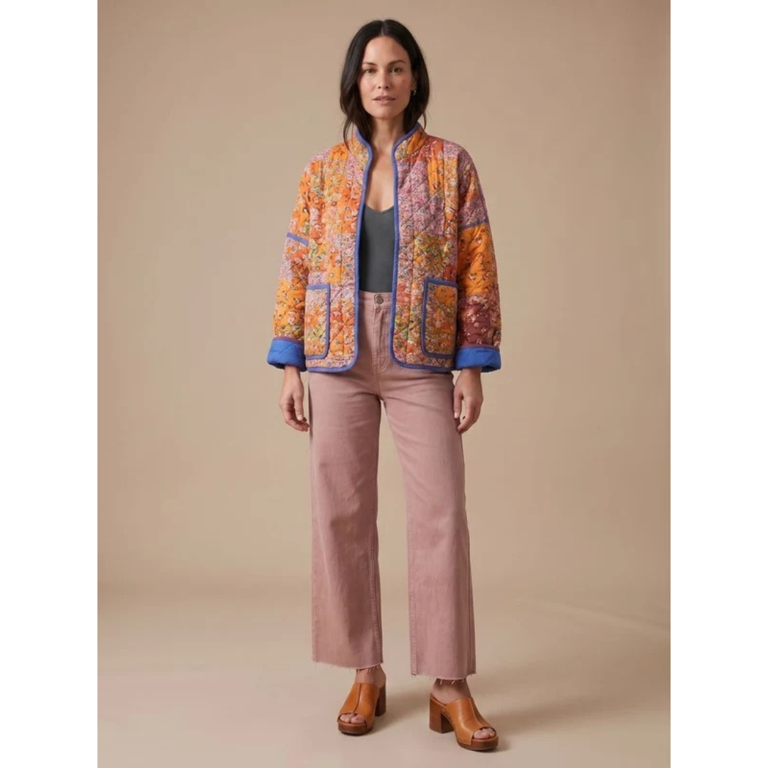 Narin | Damen Steppjacke mit Muster und Stehkragen