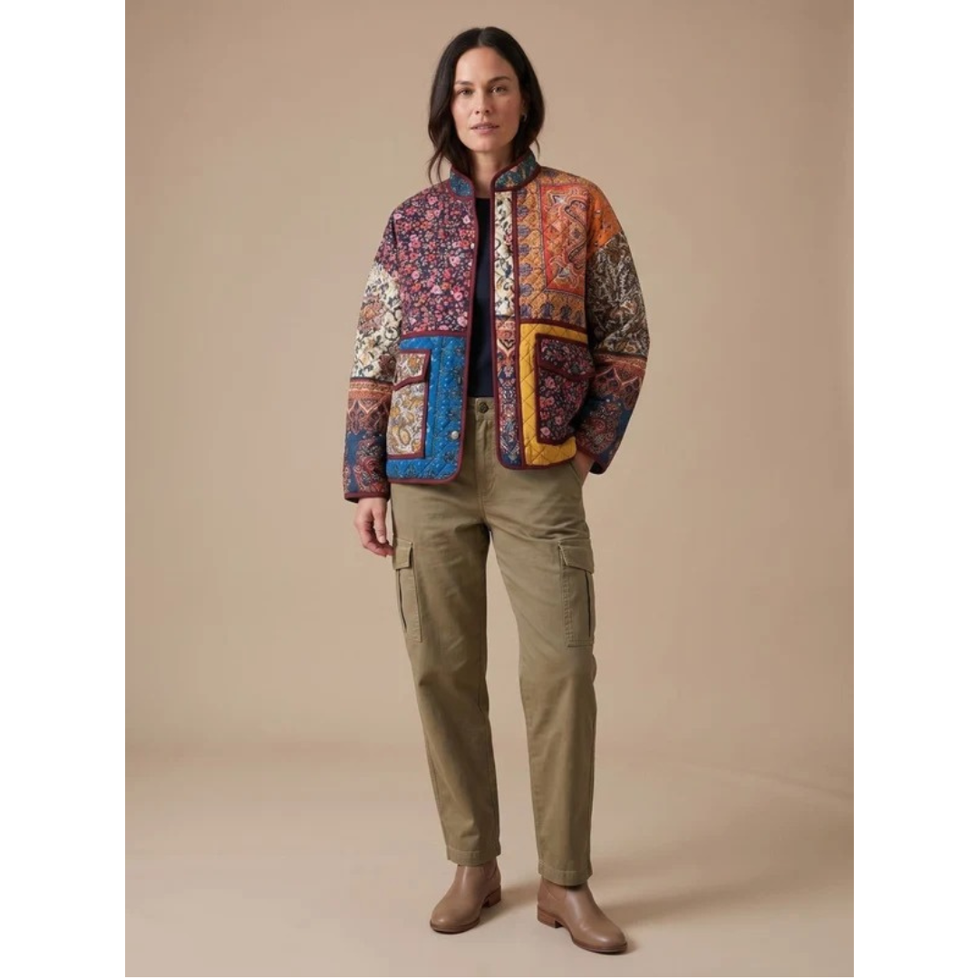 Narin | Damen Steppjacke mit Muster und Stehkragen