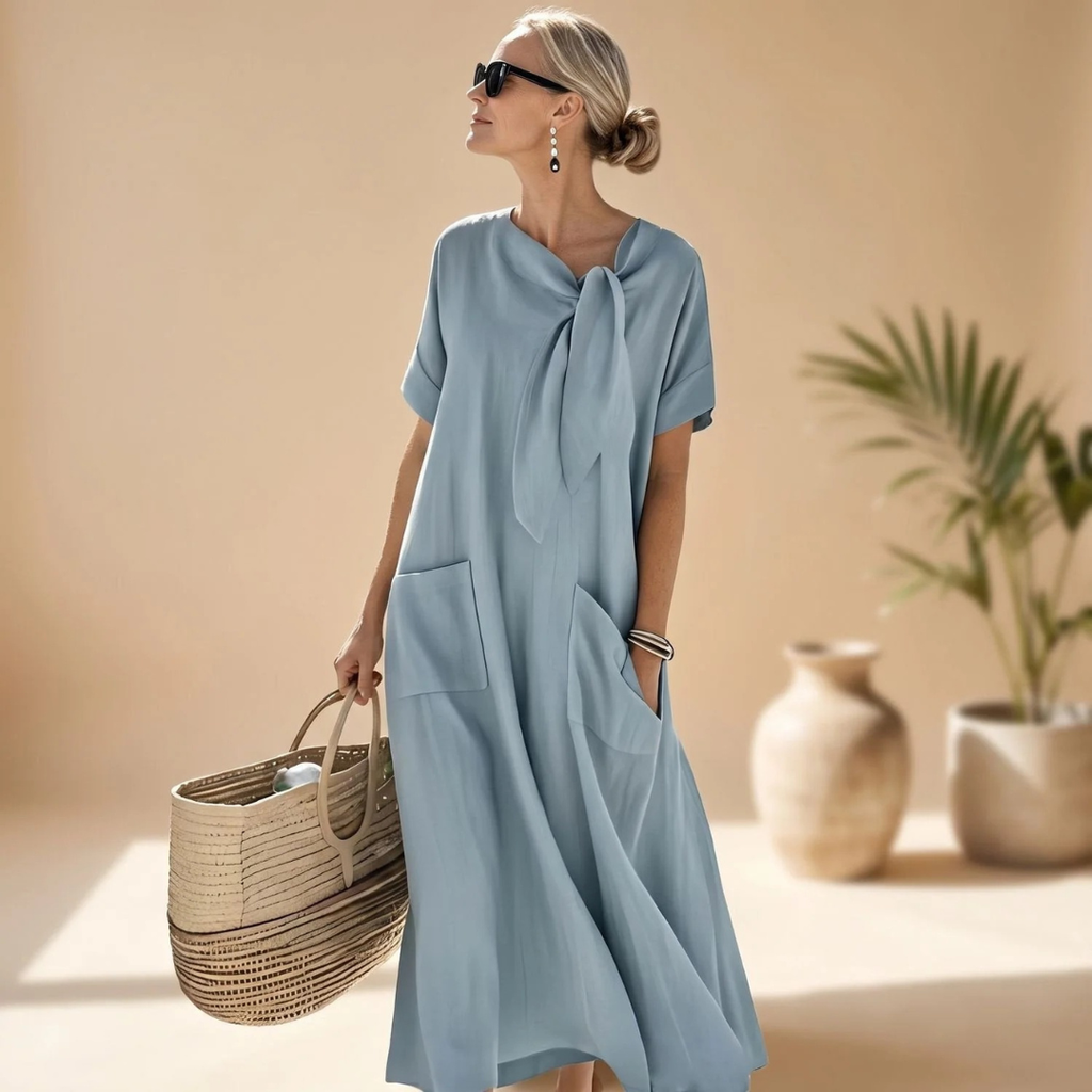 Natascha | Damen Abendkleid mit Taschen und Streifen