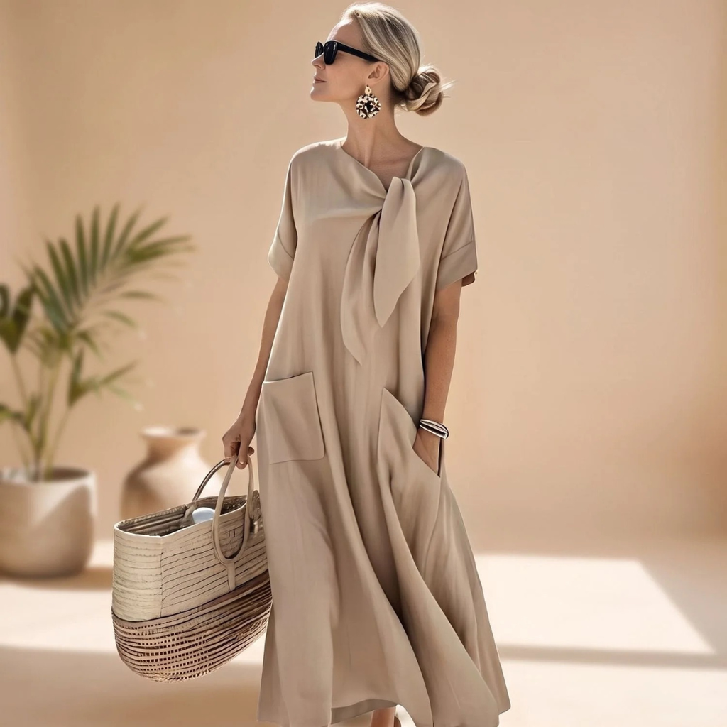 Natascha | Damen Abendkleid mit Taschen und Streifen