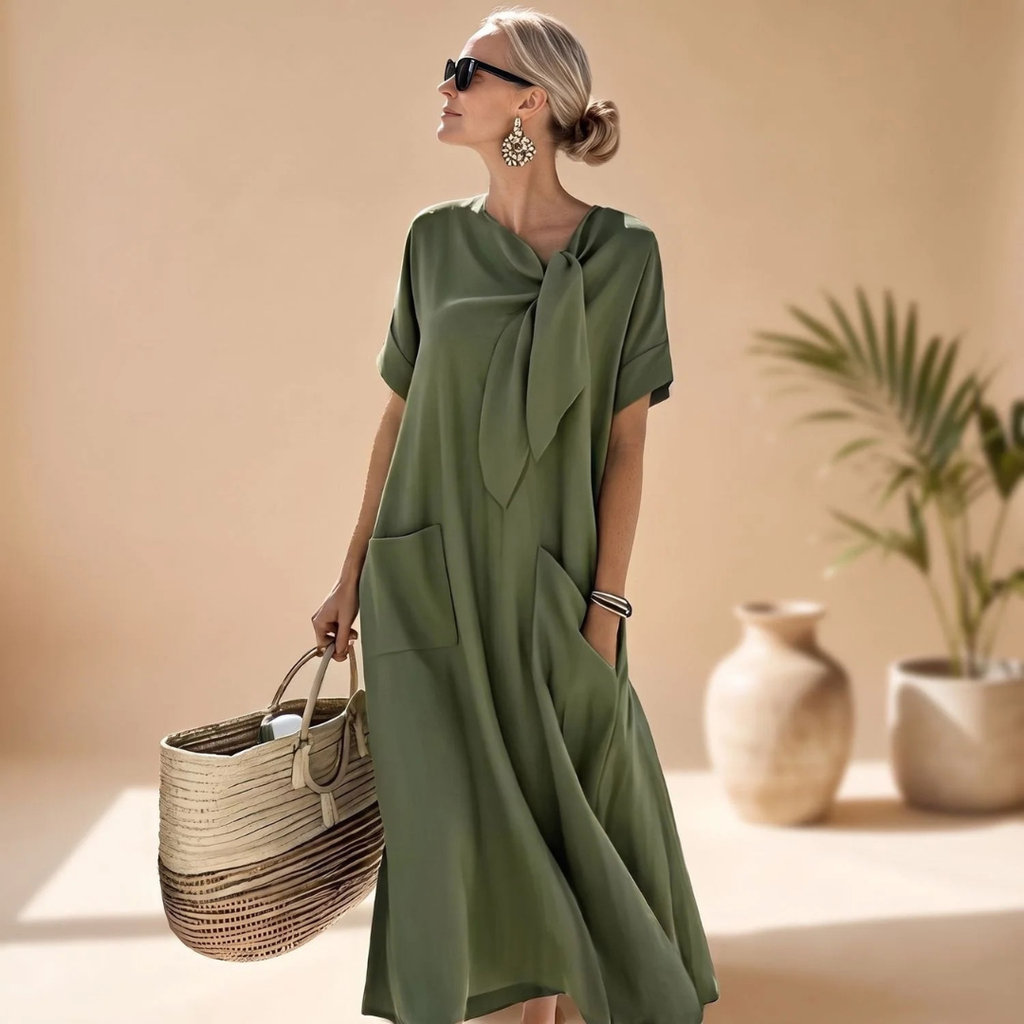 Natascha | Damen Abendkleid mit Taschen und Streifen