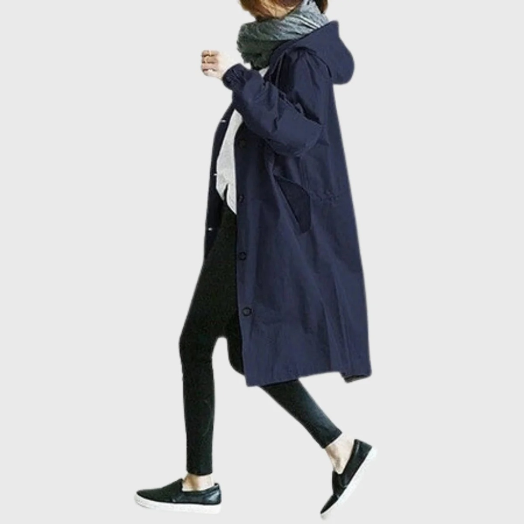 Nele | Damen Bequeme Trench Coat mit Kapuze