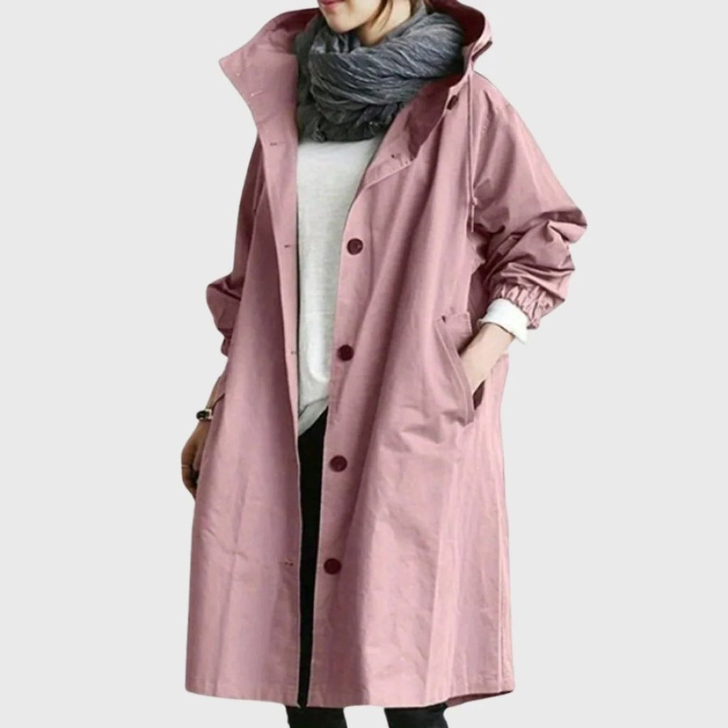 Nele | Damen Bequeme Trench Coat mit Kapuze