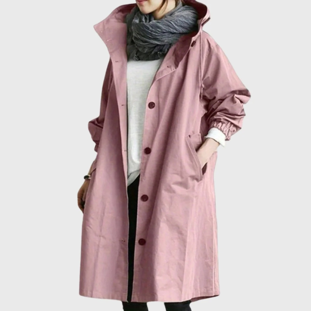 Nele | Damen Bequeme Trench Coat mit Kapuze