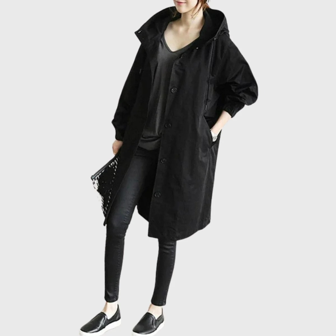 Nele | Damen Bequeme Trench Coat mit Kapuze