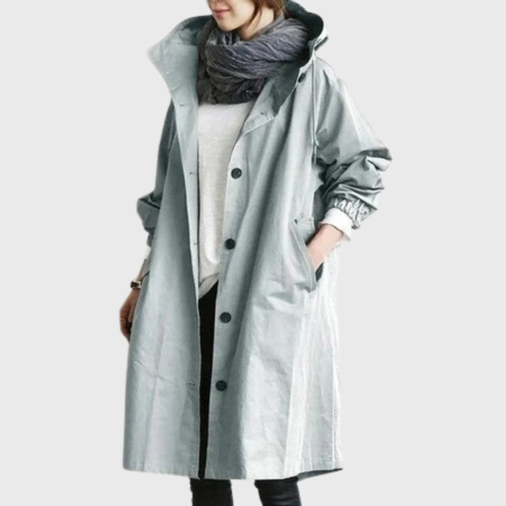 Nele | Damen Bequeme Trench Coat mit Kapuze
