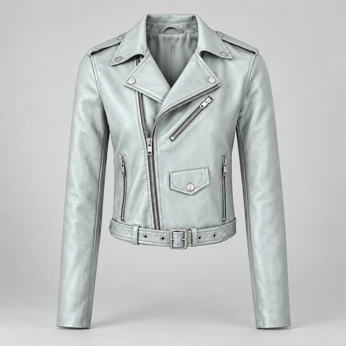Nele | Damen Kunstleder Bikerjacke mit Reißverschluss
