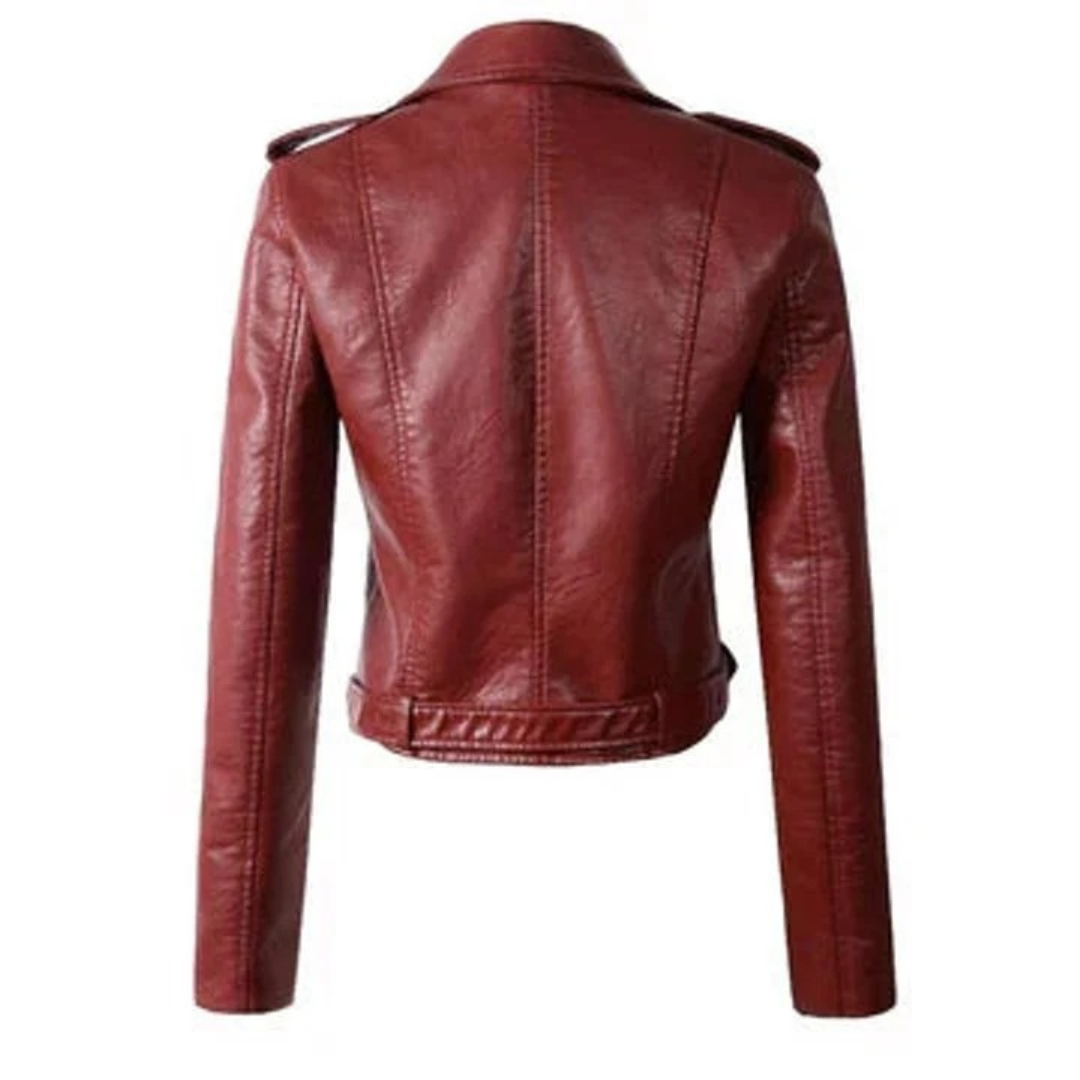 Nele | Damen Kunstleder Bikerjacke mit Reißverschluss