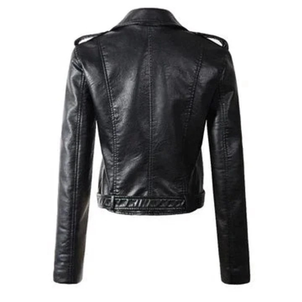 Nele | Damen Kunstleder Bikerjacke mit Reißverschluss