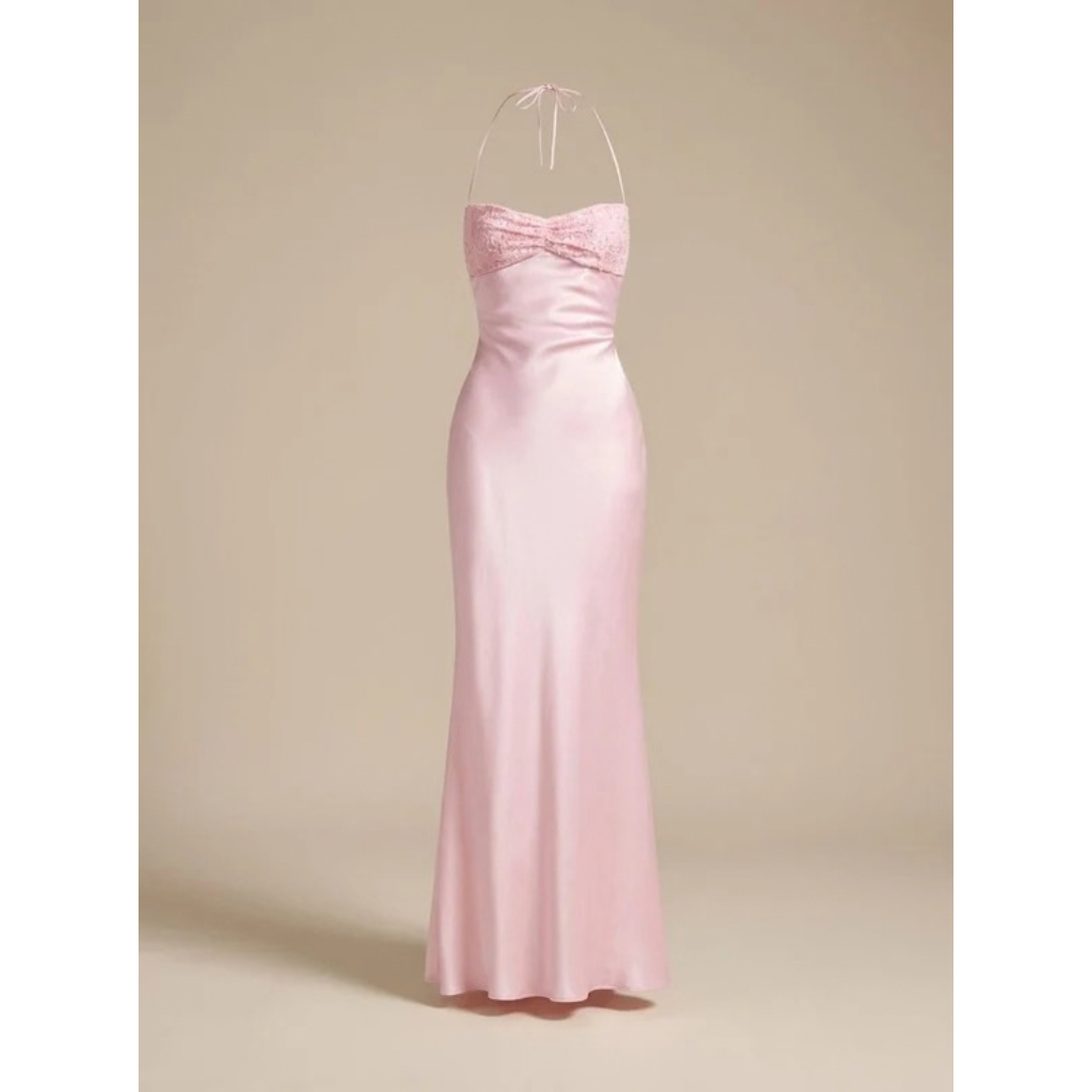 Nele | Damen Maxi Kleid mit Strasssteinen und Neckholder