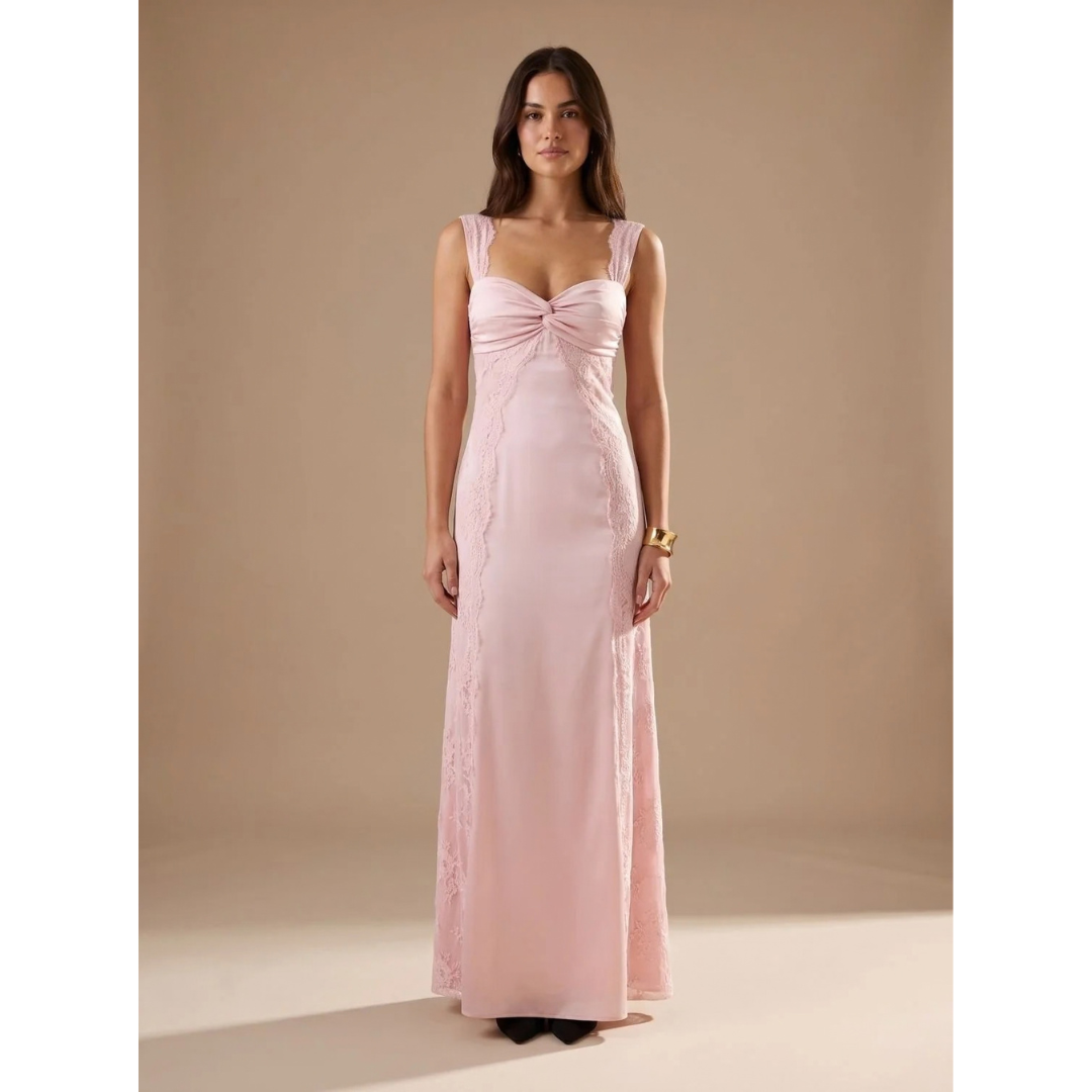 Nele | Damen Maxi Kleid mit Strasssteinen und Neckholder