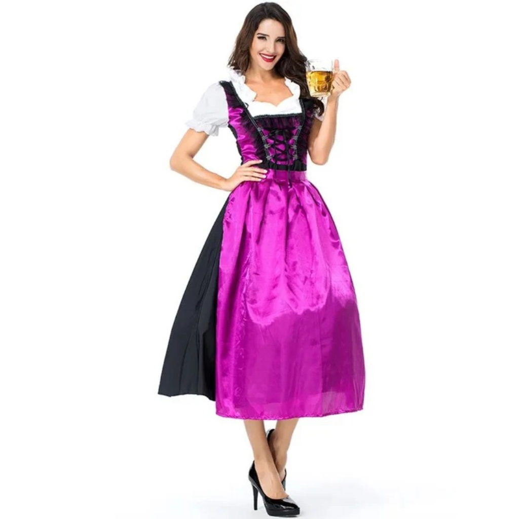 Nicole | Damen Lila Oktoberfest Trachtenkleid mit Schürze