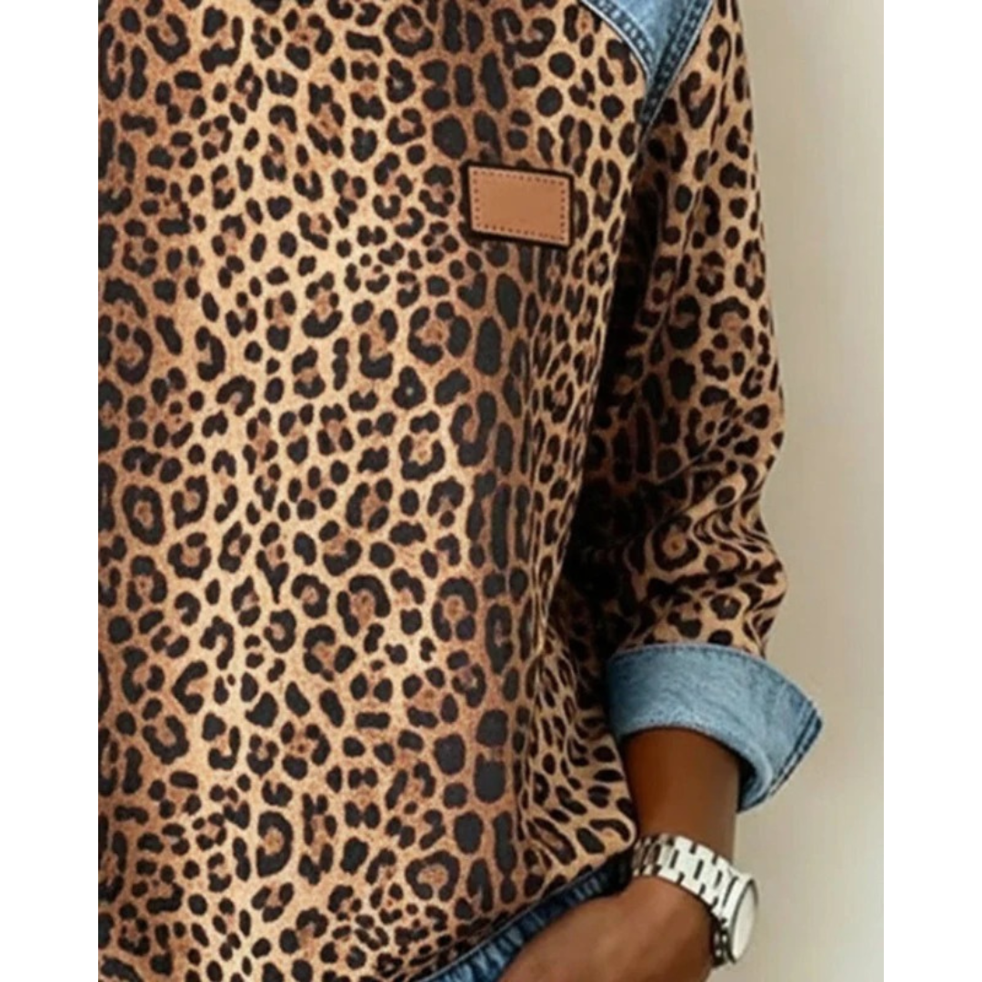 Nicole | Damen Pullover mit Leo Muster