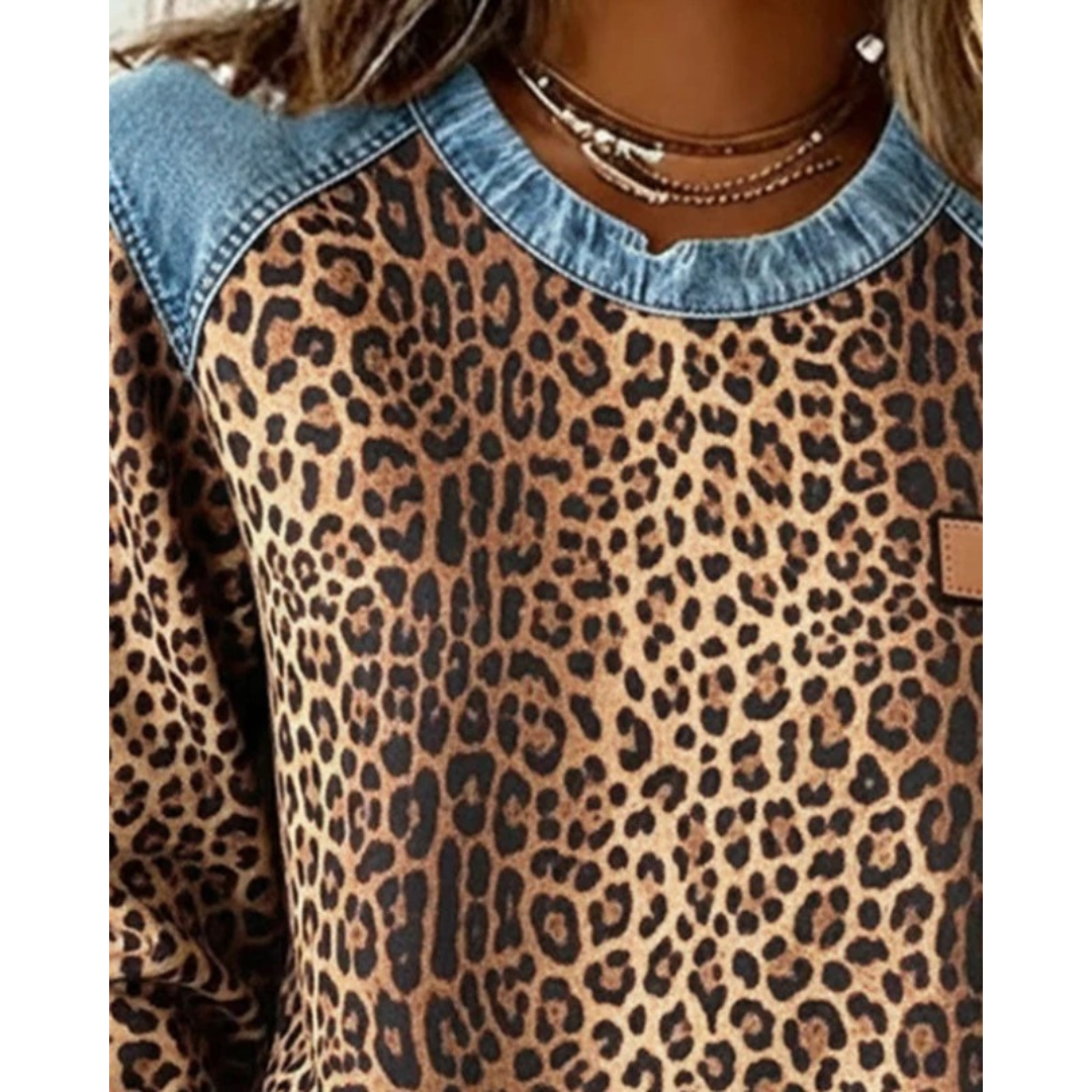 Nicole | Damen Pullover mit Leo Muster
