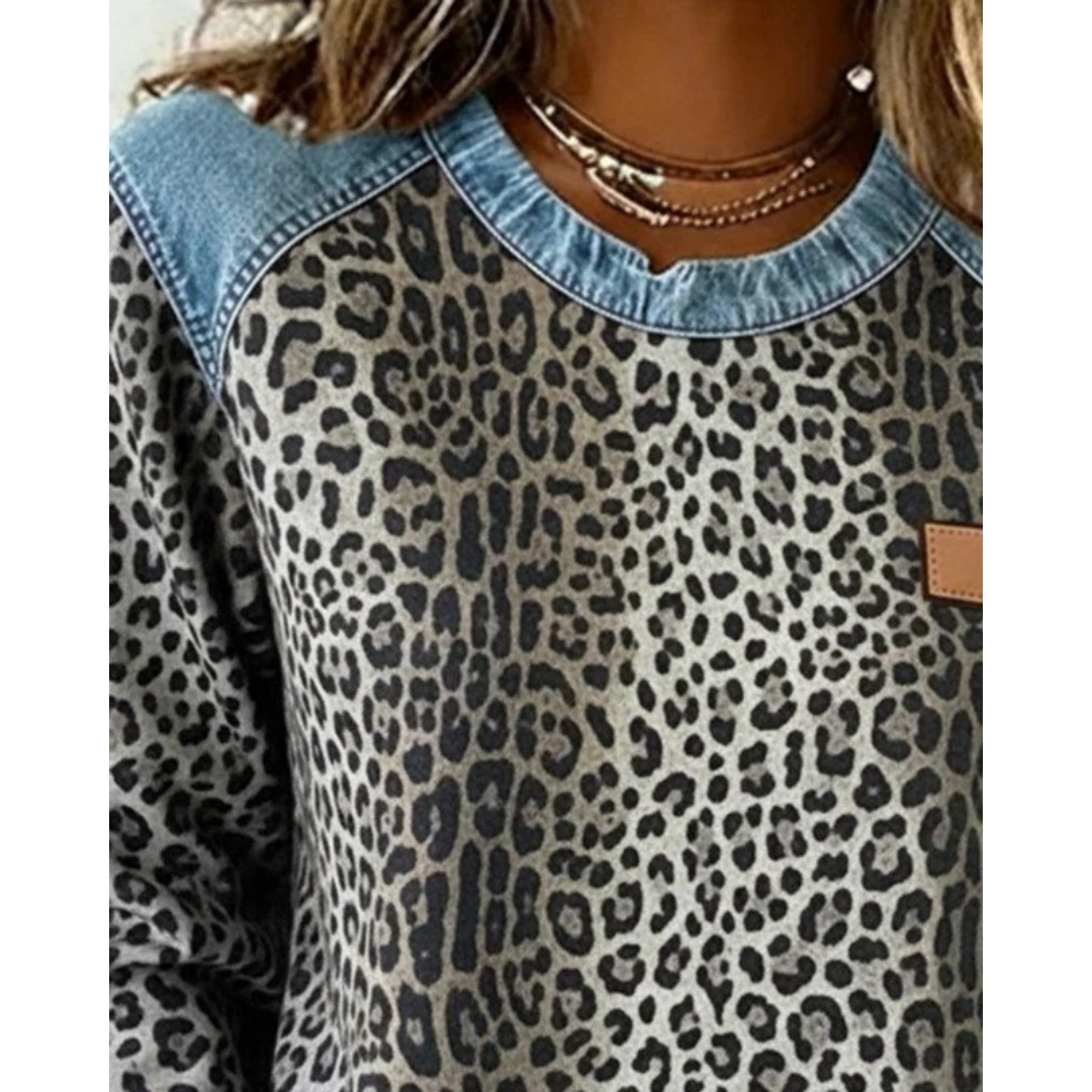 Nicole | Damen Pullover mit Leo Muster