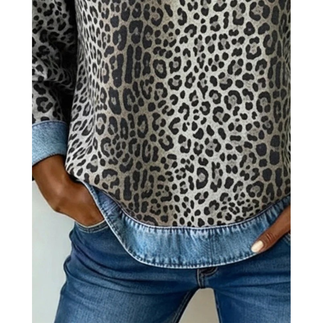 Nicole | Damen Pullover mit Leo Muster