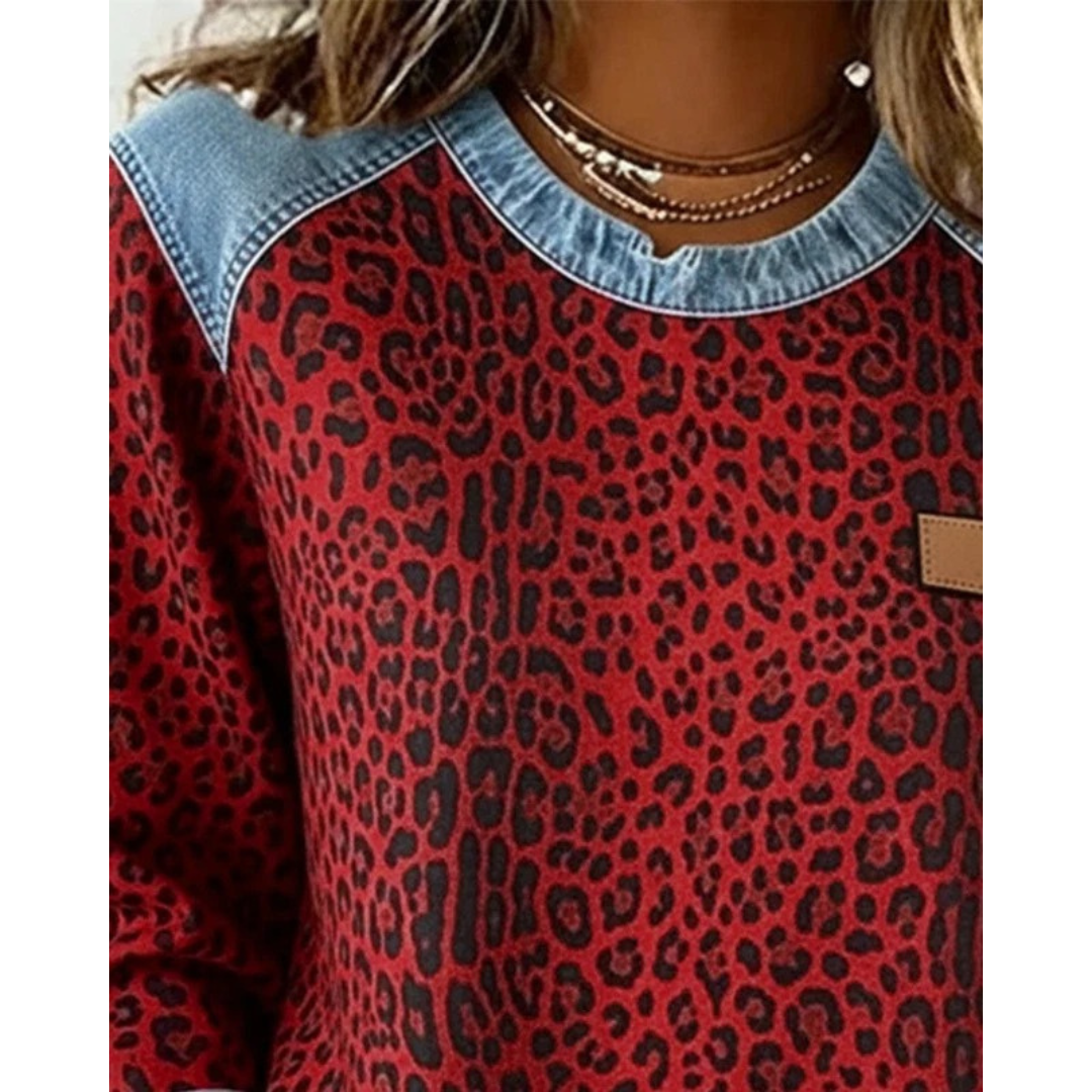 Nicole | Damen Pullover mit Leo Muster