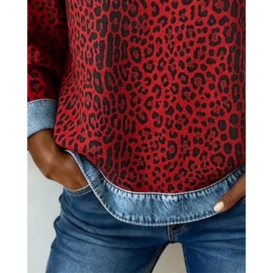 Nicole | Damen Pullover mit Leo Muster