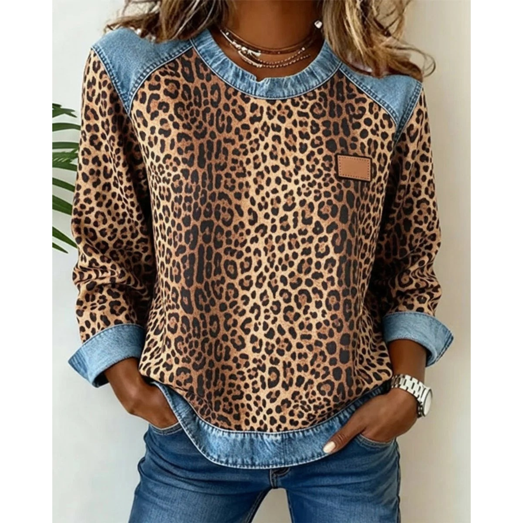 Nicole | Damen Pullover mit Leo Muster