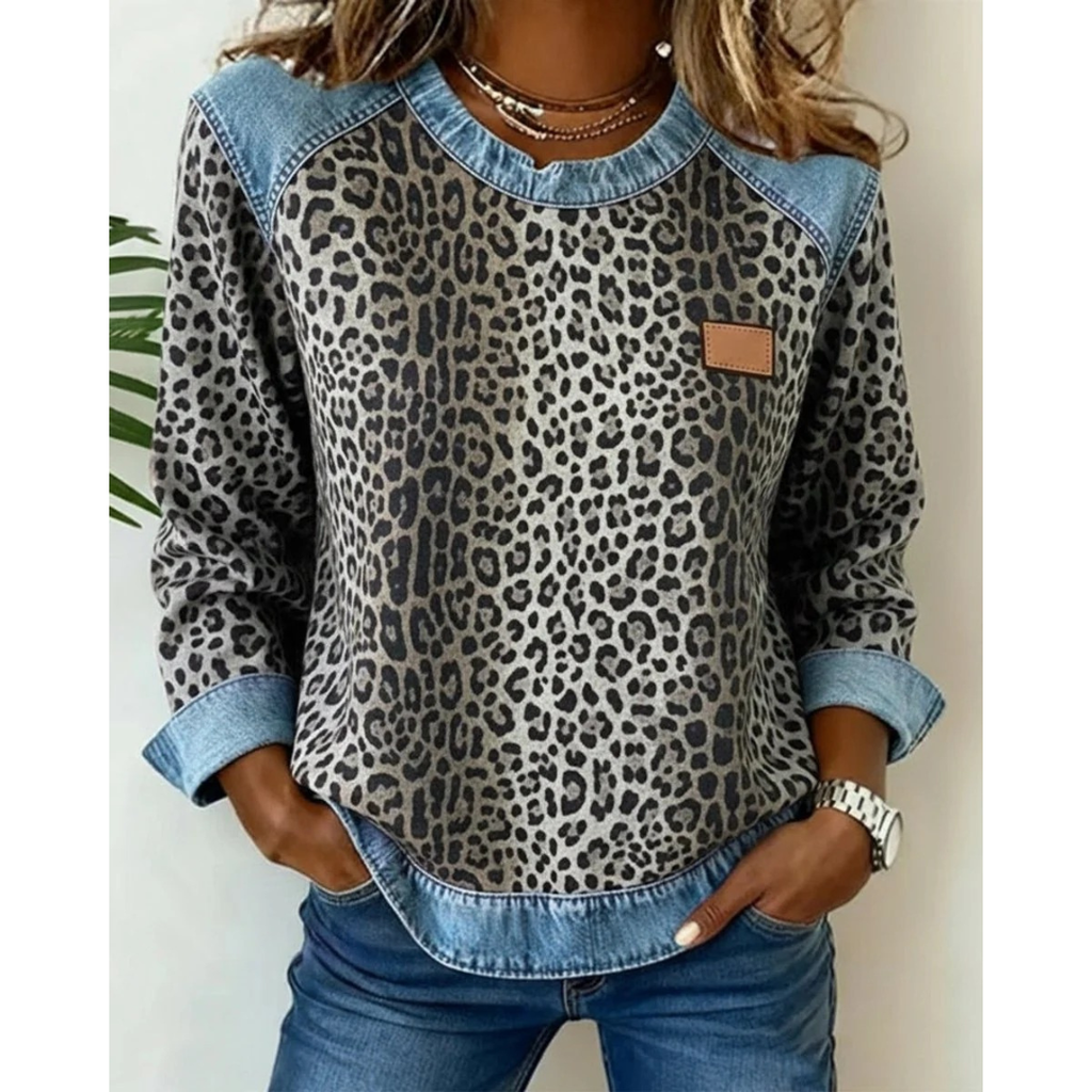 Nicole | Damen Pullover mit Leo Muster