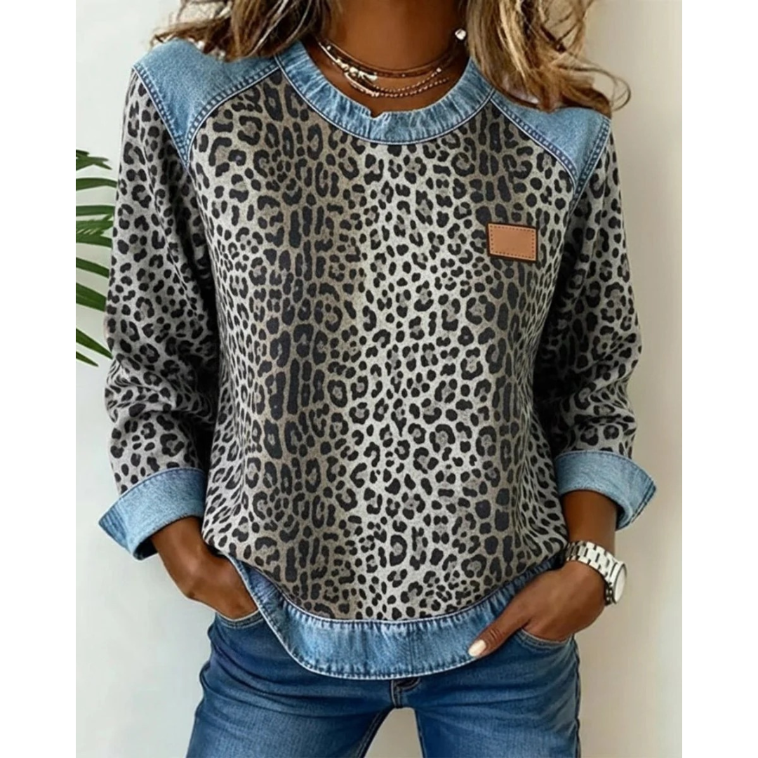 Nicole | Damen Pullover mit Leo Muster