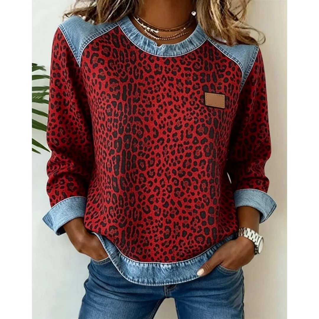 Nicole | Damen Pullover mit Leo Muster