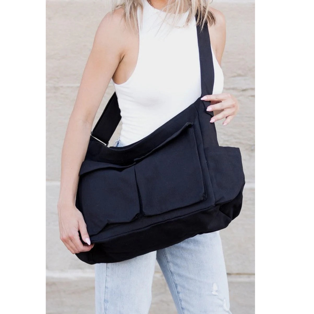 Nika | Damen Komfortable Schultertasche Aus Canvas