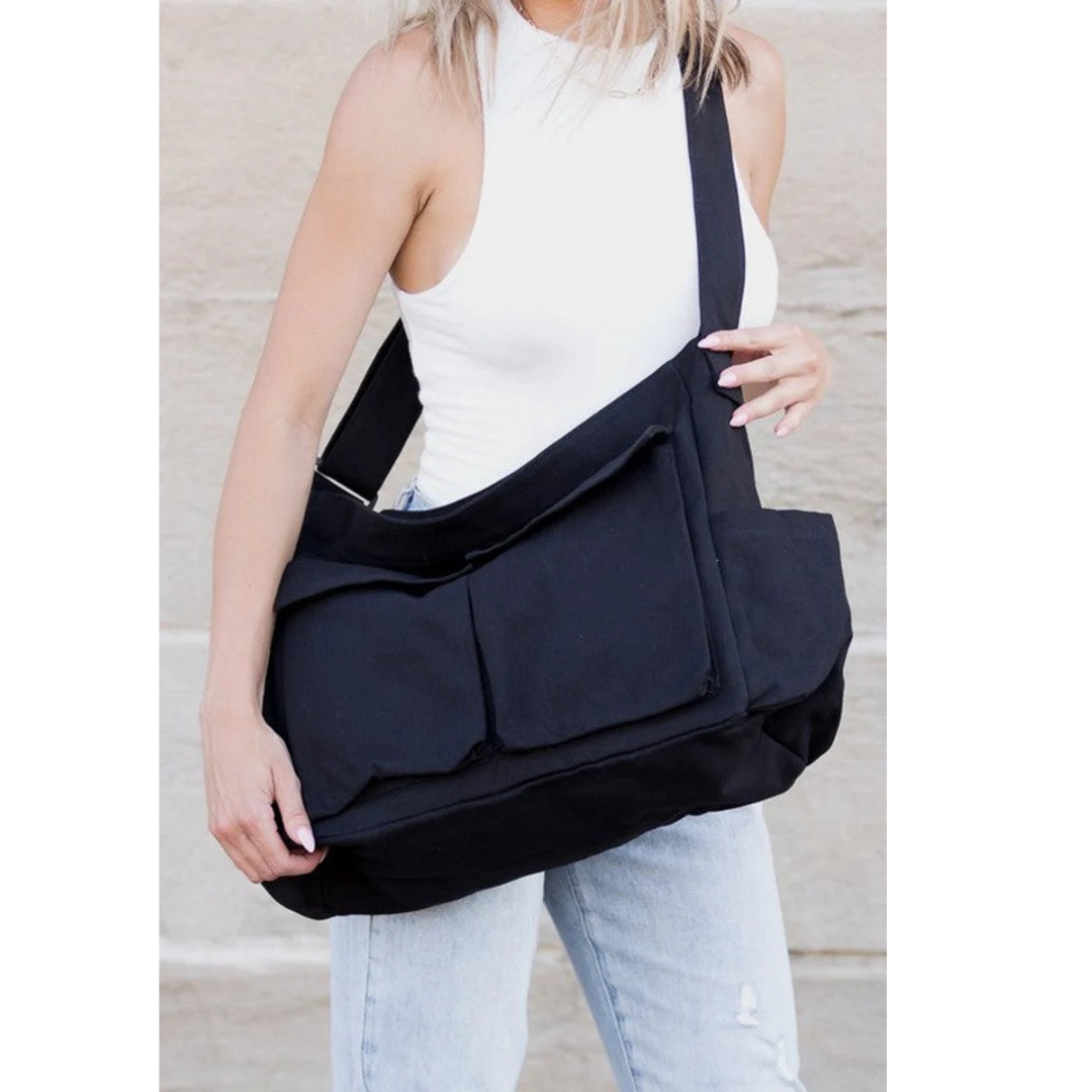 Nika | Damen Komfortable Schultertasche Aus Canvas