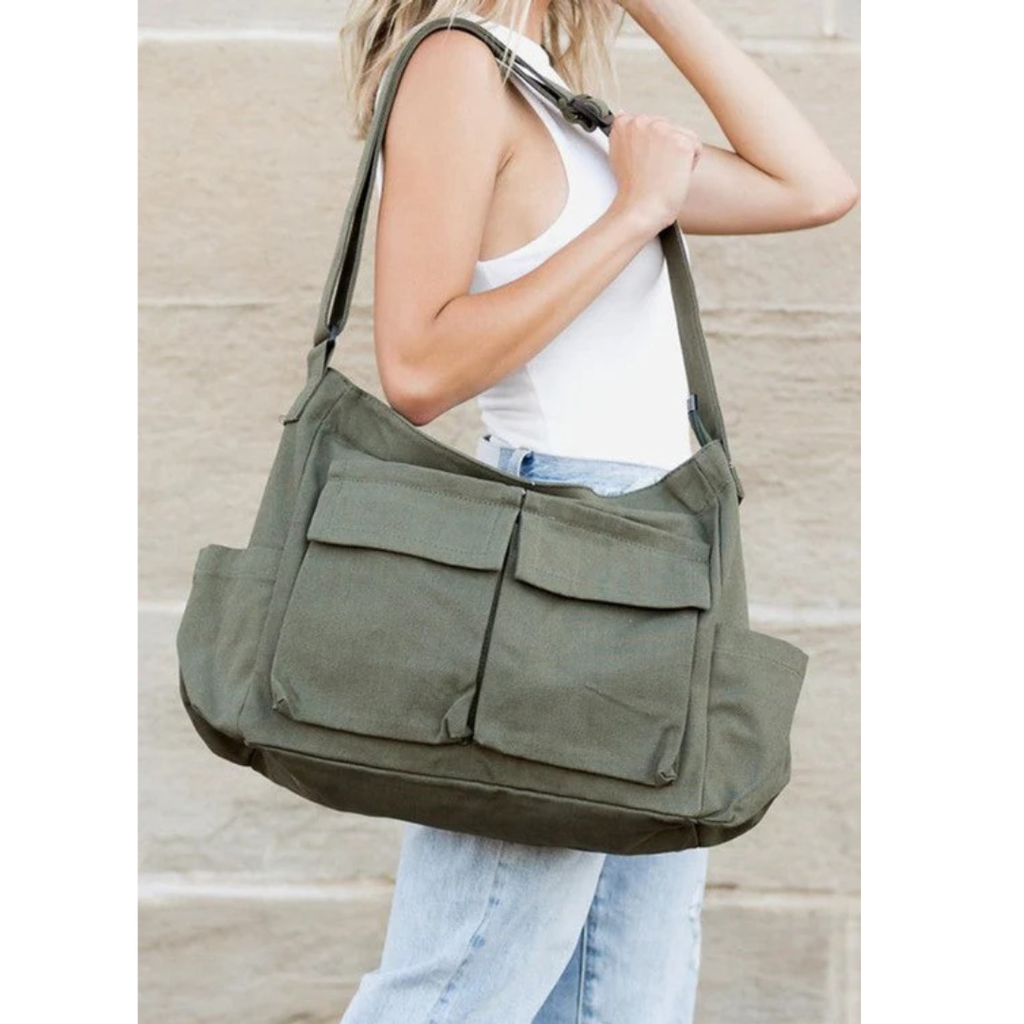 Nika | Damen Komfortable Schultertasche Aus Canvas