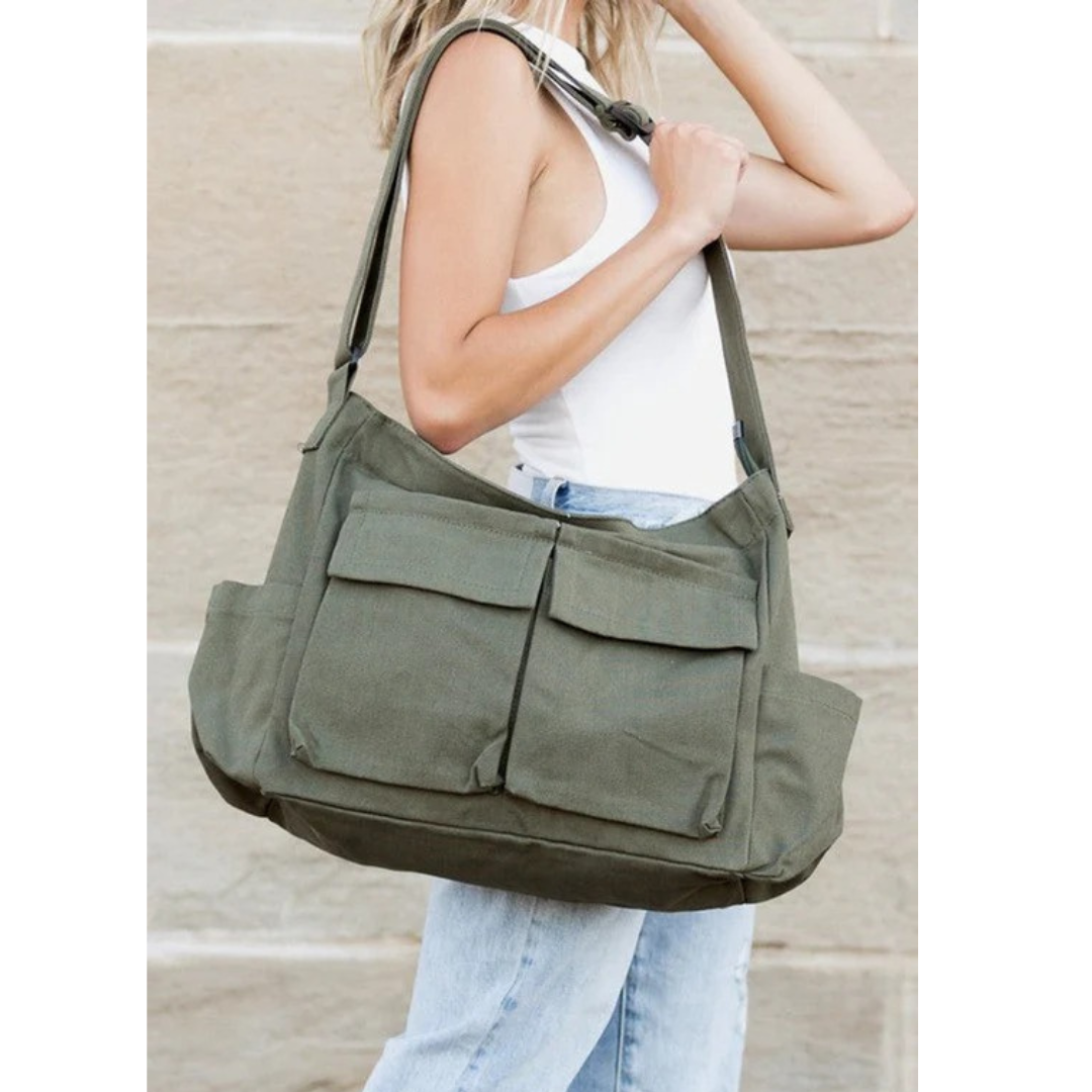 Nika | Damen Komfortable Schultertasche Aus Canvas