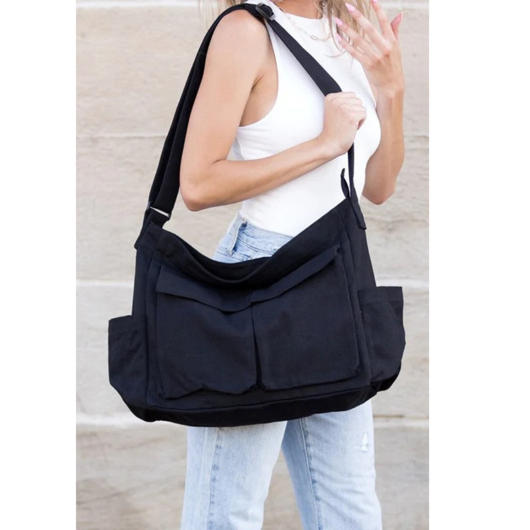 Nika | Damen Komfortable Schultertasche Aus Canvas