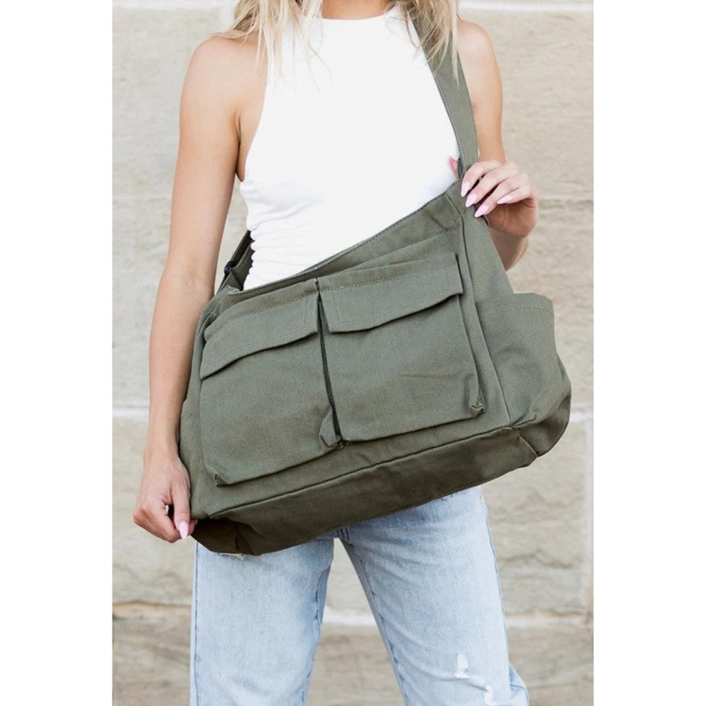 Nika | Damen Komfortable Schultertasche Aus Canvas