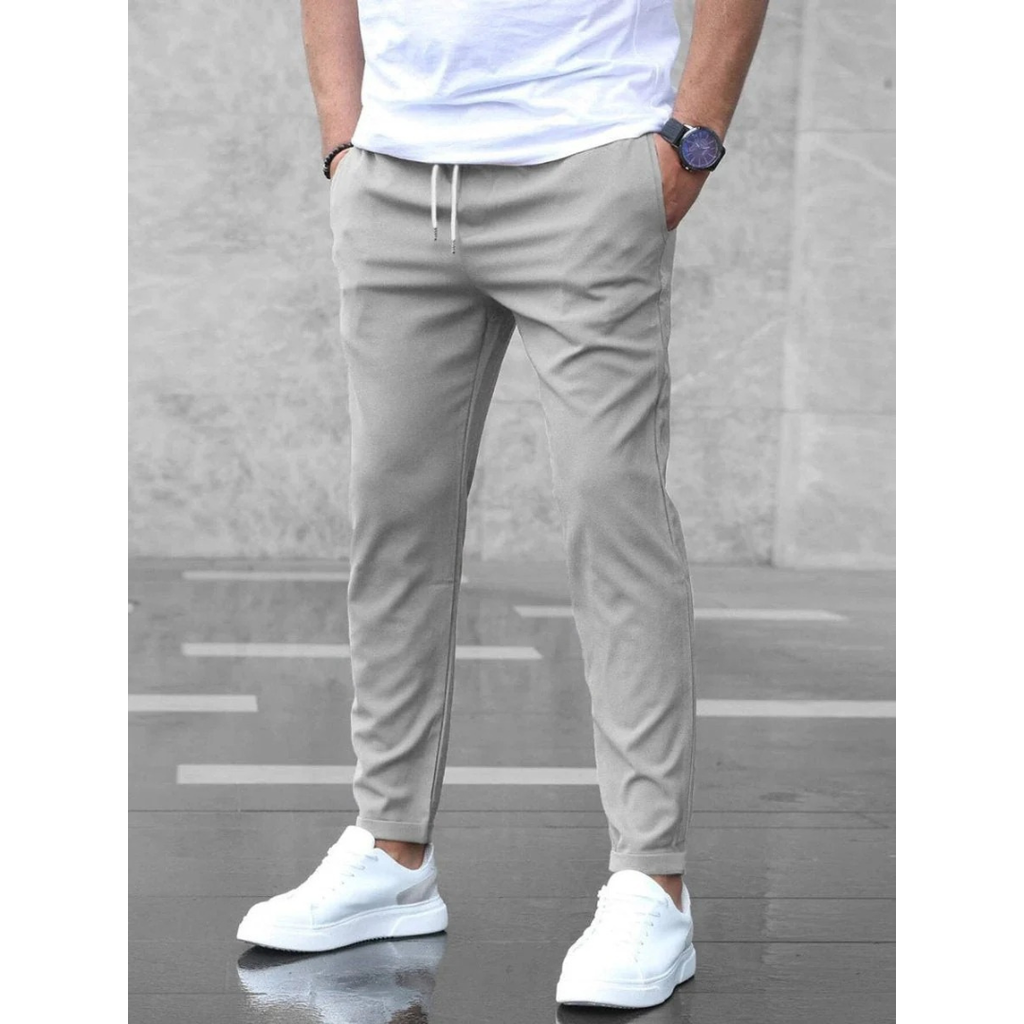 Niklas | Herren Schmale Jogger Chino Hose mit Kordelzug