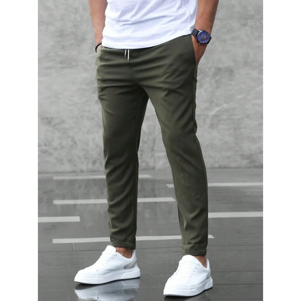 Niklas | Herren Schmale Jogger Chino Hose mit Kordelzug