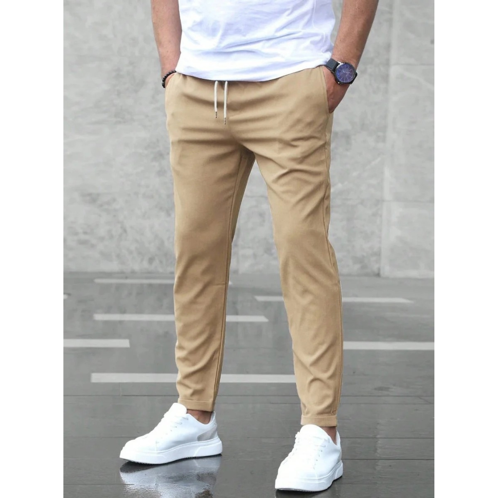 Niklas | Herren Schmale Jogger Chino Hose mit Kordelzug